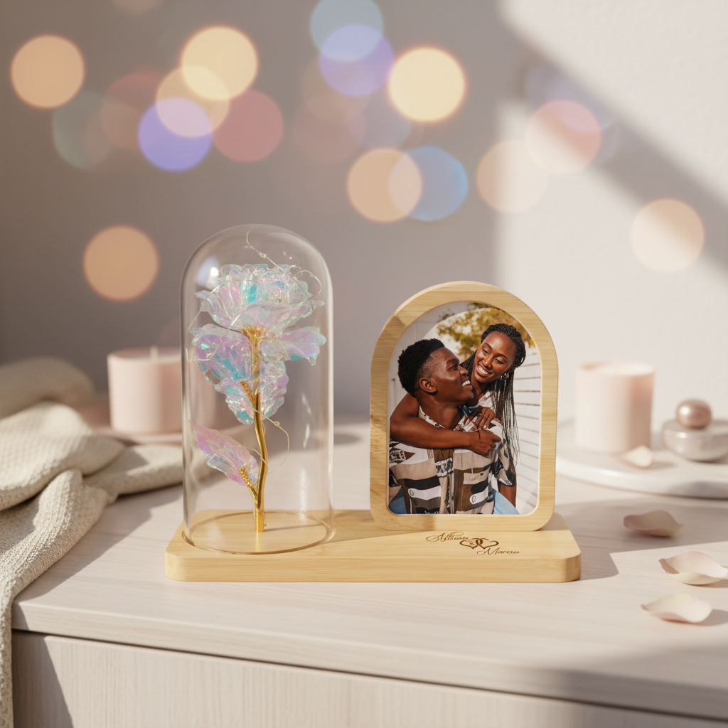 Personalised Arched Wooden LED Lantern Photo Frame – Illuminated Custom Photo Display