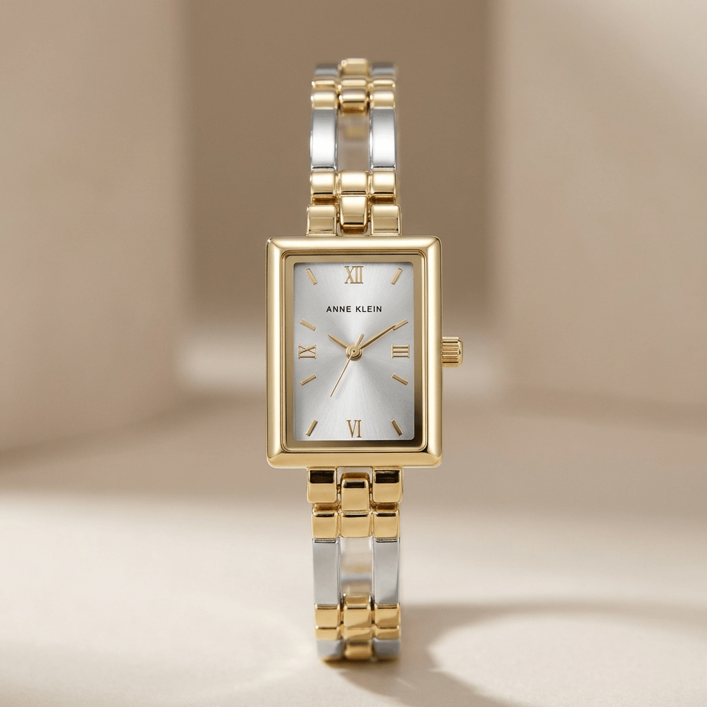Anne Klein Classic Gold Two-Tone Rectangular Bracelet Watch