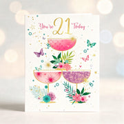 You’re 21 Today – Floral Cocktail Celebration Card