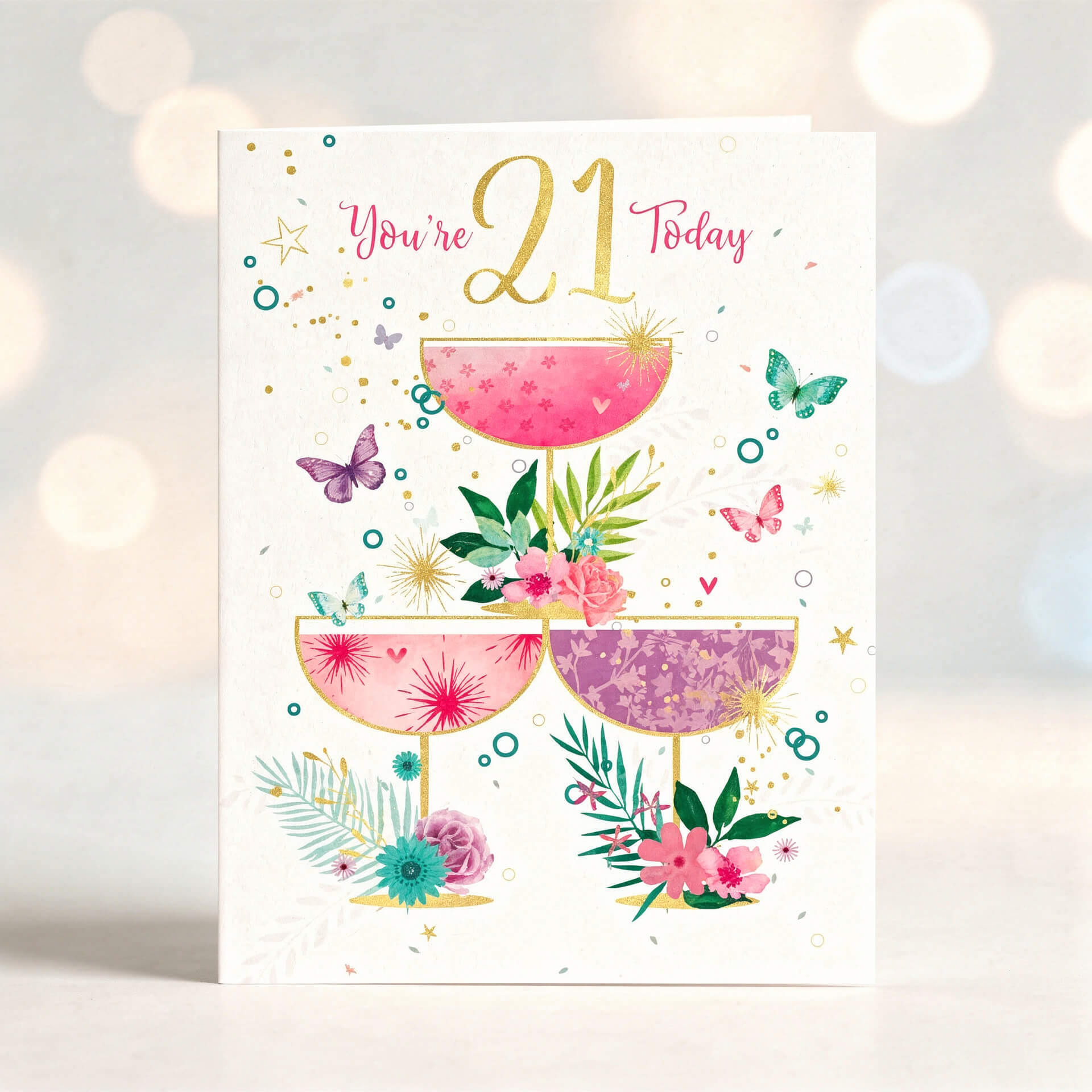 You’re 21 Today – Floral Cocktail Celebration Card