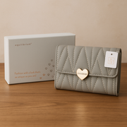 Elegant Pale Grey Quilted RFID Medium Purse
