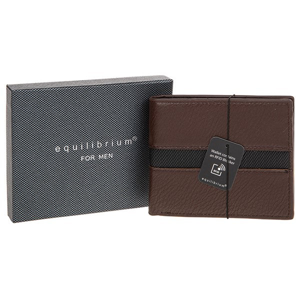 EQ For Men Centre Stripe RFID Wallet Brown