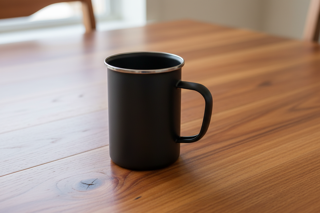 Serendipio Canyon Stainless Steel Enamel Coffee Mug – 600ml Matte Black Camping Mug