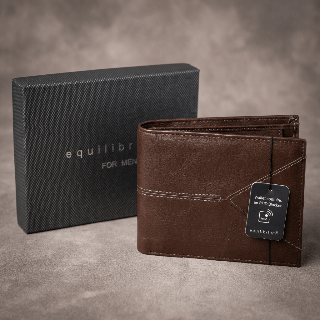 Equilibrium® RFID Leather Wallet for Men – Classic Gift Set