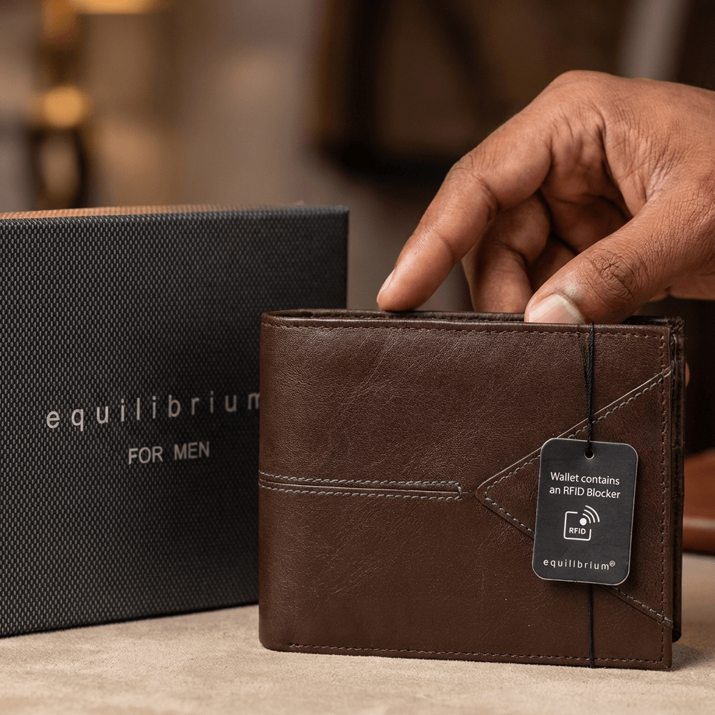Equilibrium® RFID Leather Wallet for Men – Classic Gift Set