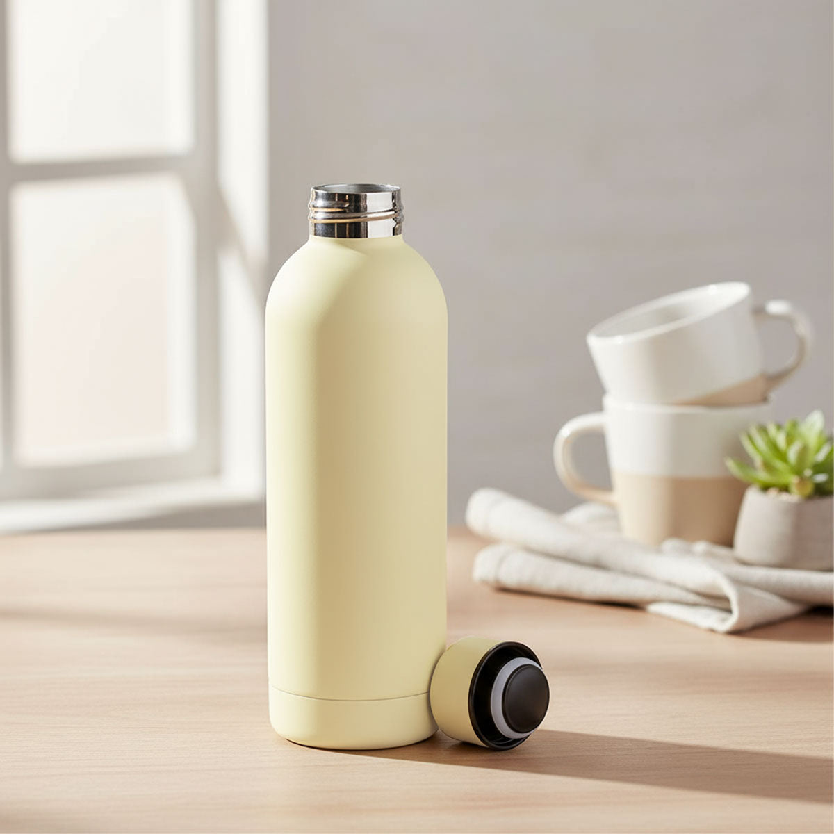 Personalised Soft Touch  Cream Water Bottle – 500ml