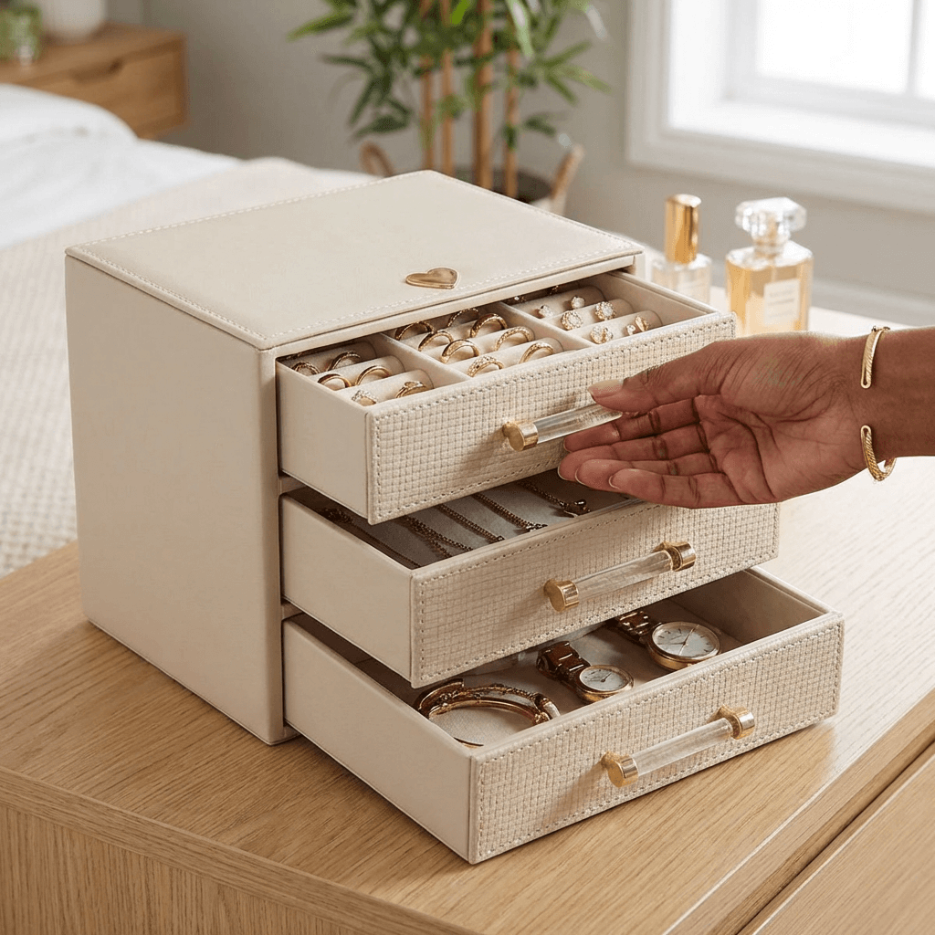 Rox Box Three Drawer Jewellery Box – Oyster