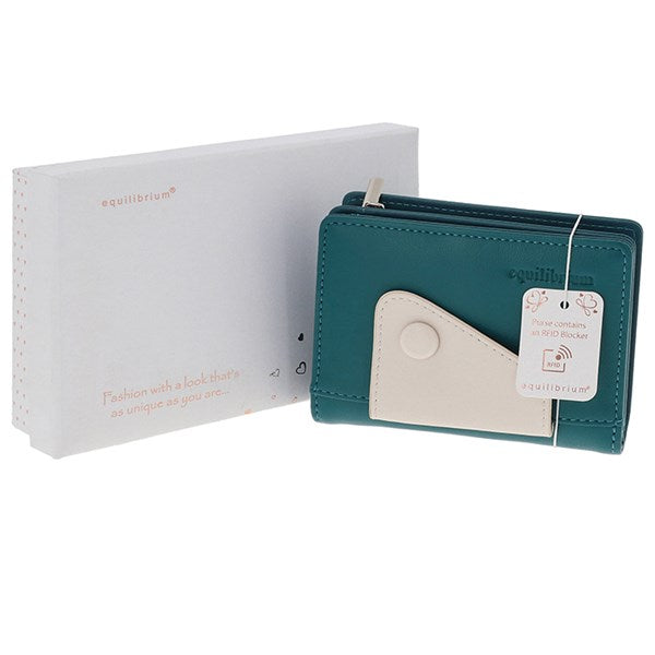 Two-Tone Button Flap Purse