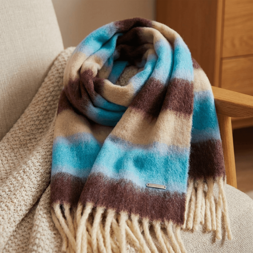 Cosy Striped Color Block Scarf