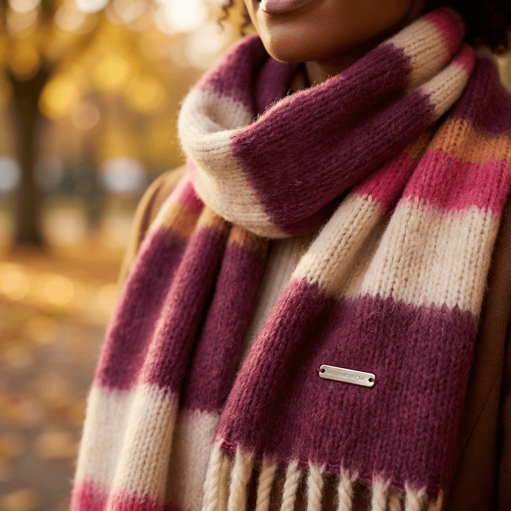 Cosy Striped Color Block Scarf