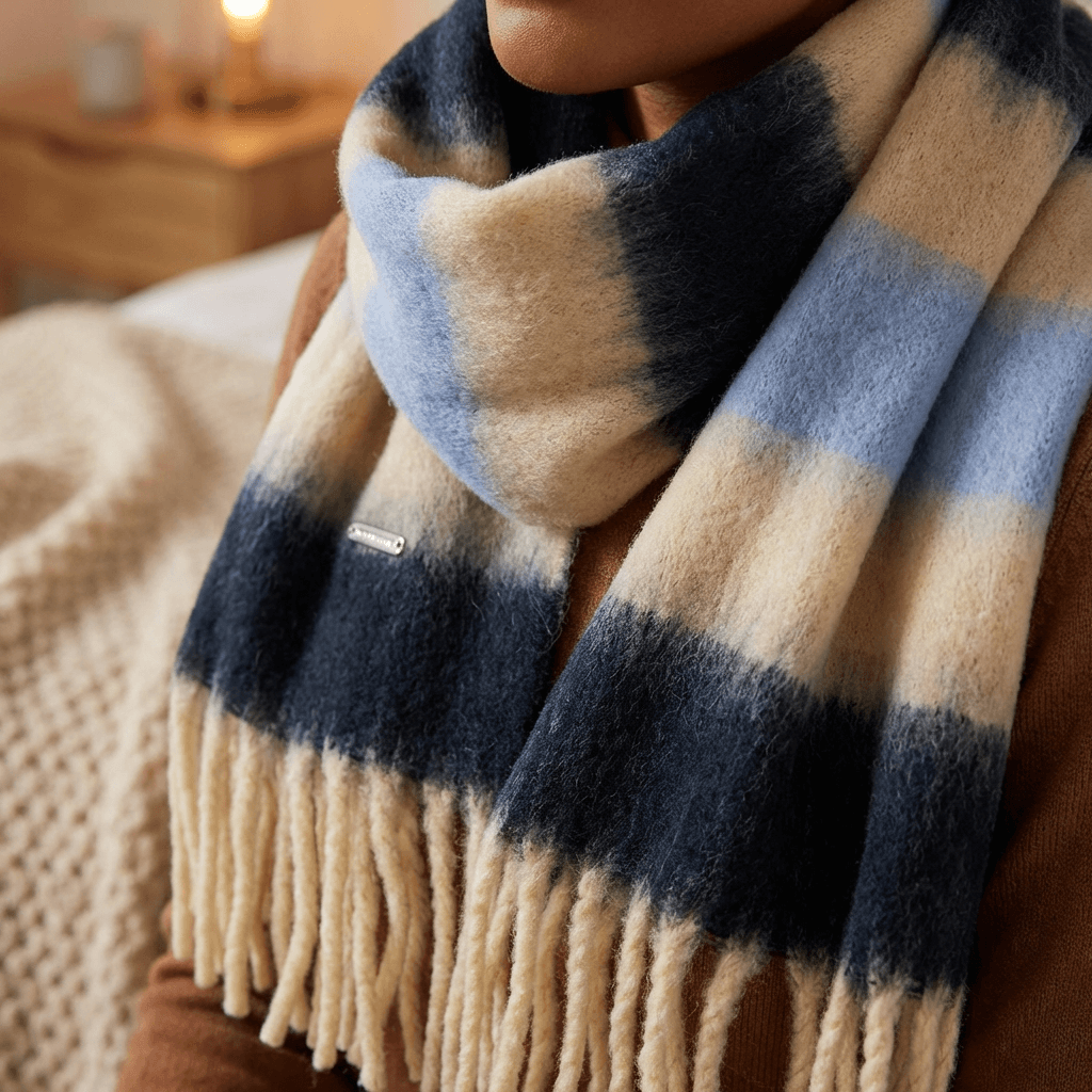 Cosy Striped Color Block Scarf