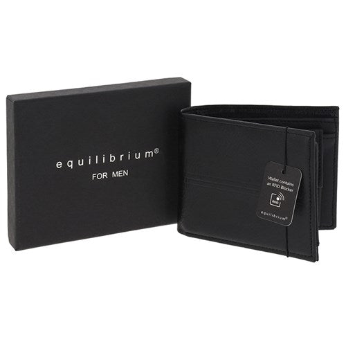EQ For Men Centre Stitches RFID Wallet Black