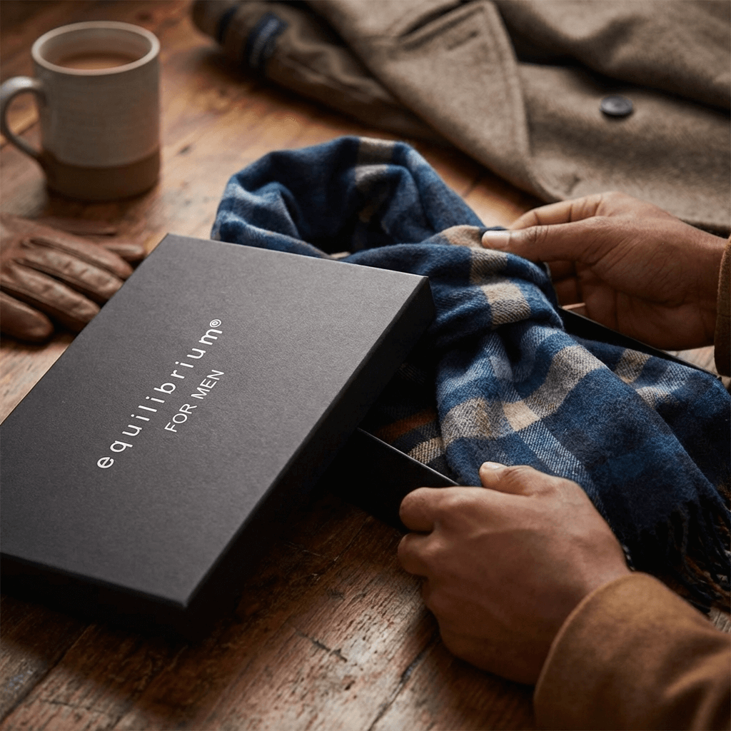 EQ For Men Classic Checked Fringed Scarf