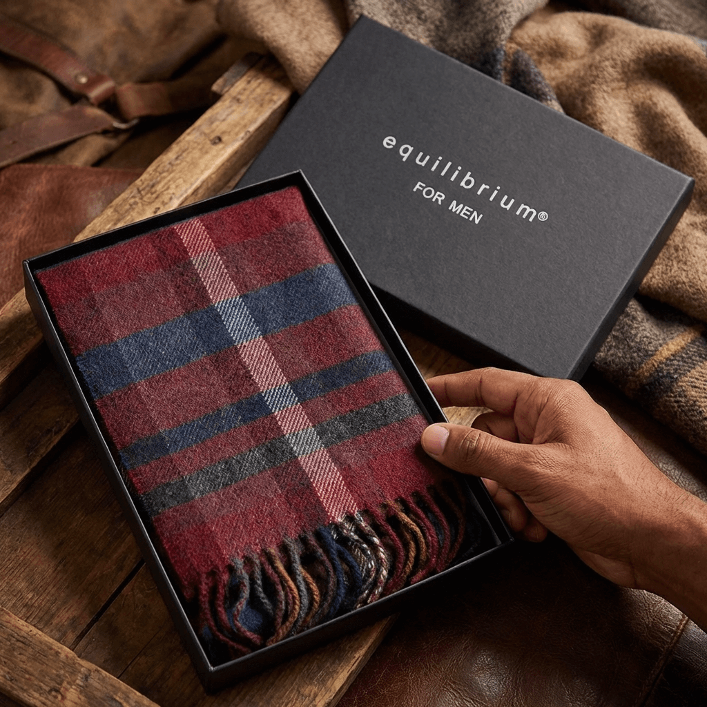 EQ For Men Classic Checked Fringed Scarf