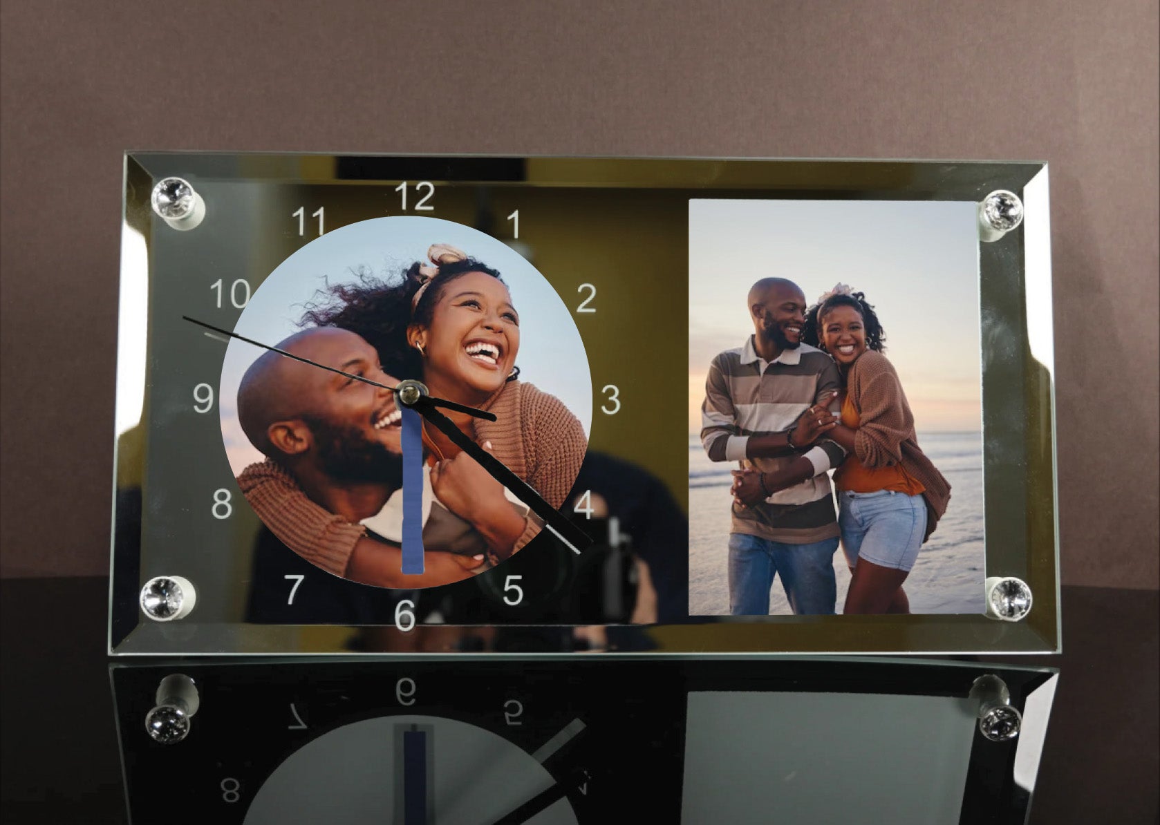 Personalised 12-Inch Photo Upload Desk Clock & Photo frame – 30 × 16 cm