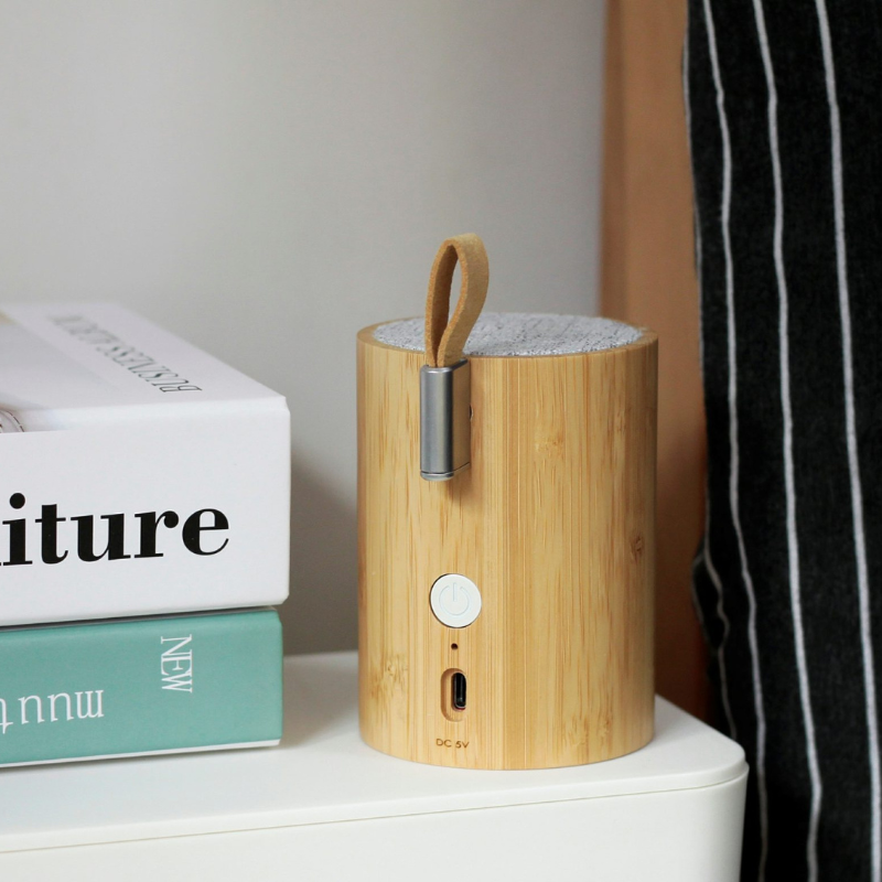 Gingko Drum Light Bluetooth Speaker - Bamboo