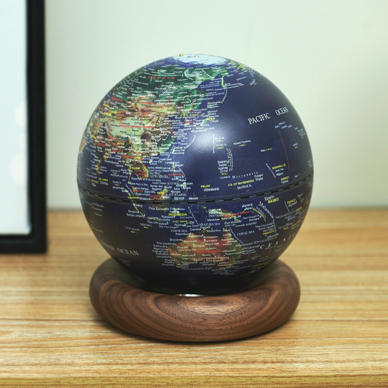 Gingko Atlas Dark Blue Mini Walnut Globe