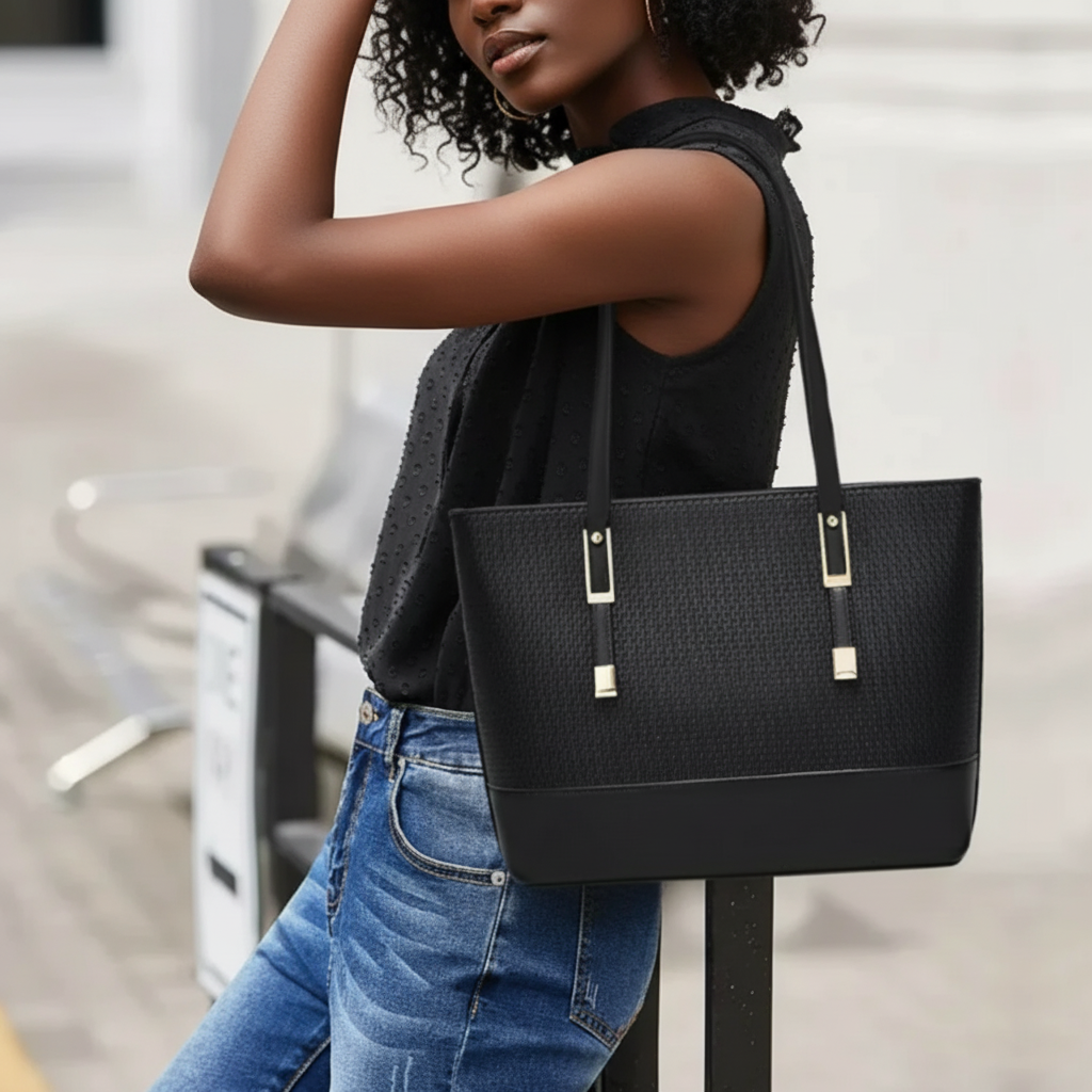 3-Piece Women’s PU Leather Women Handbag Set / Tote, Shoulder Bag & Wallet with Top Handles – 38 × 12 × 27 cm