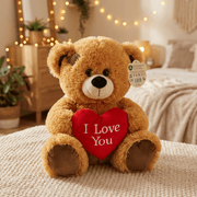 Classic Brown Teddy Bear with “I Love You” Heart (20cm)