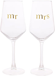 Confetti Set of 2 Wine Glasses - Mr & Mrs