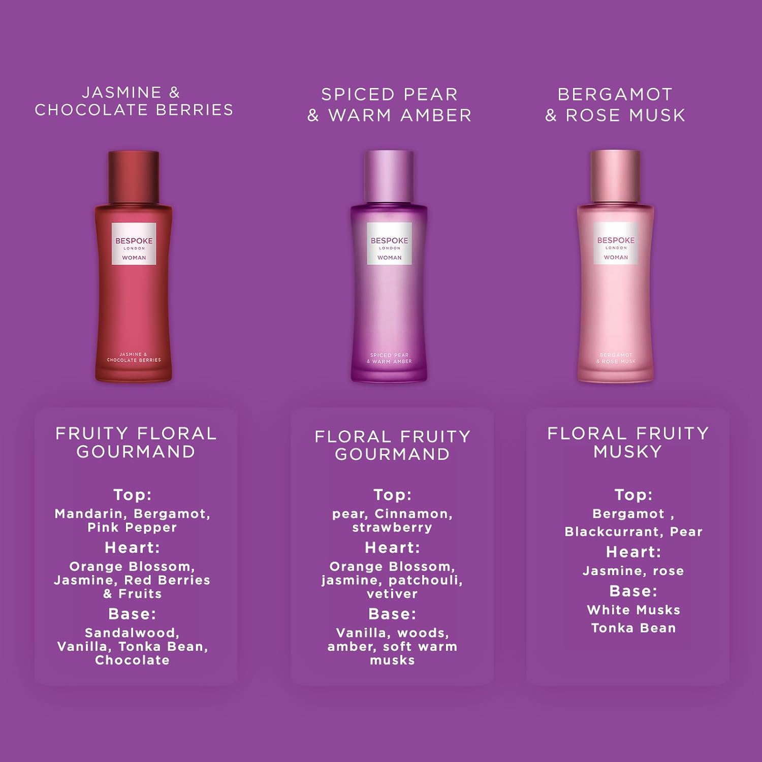 Bespoke London Woman Eau de Parfum Gift Set – Romantic Trio (3 × 50ml)