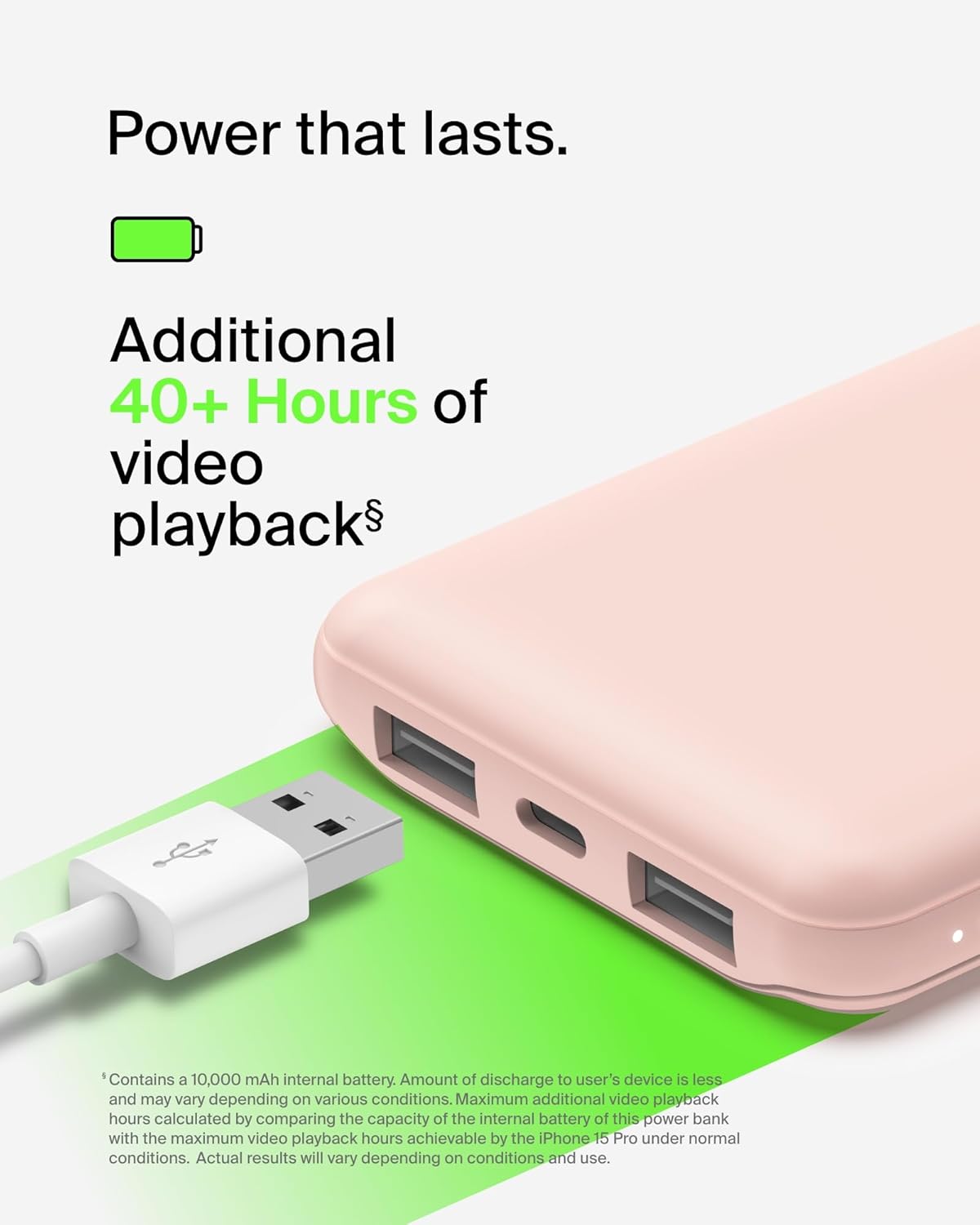 Belkin 10,000 mAh 15 W USB-C / USB-A Power Bank – Rose