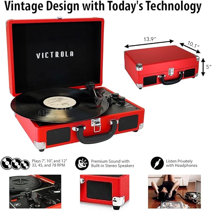 Victrola Vintage 3-Speed Bluetooth Suitcase Record Player