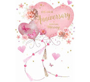 Romantic Anniversary Card – Pink Hearts & Butterflies