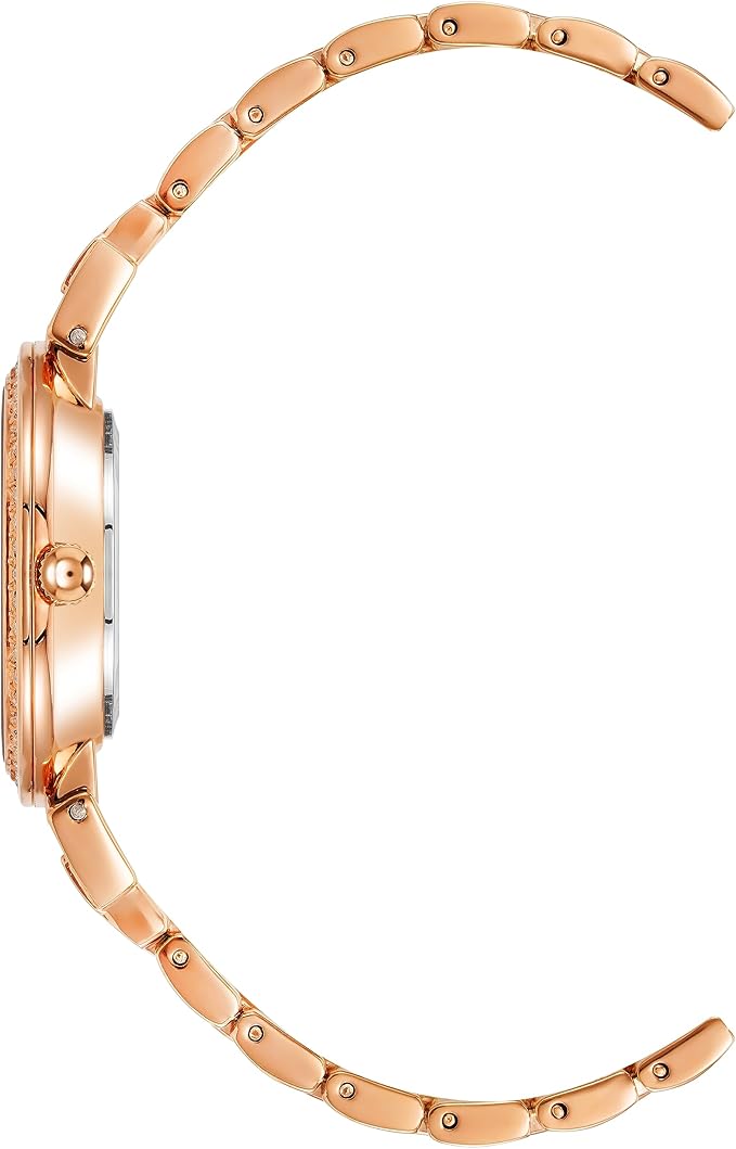Anne Klein Rose Gold Crystal Bracelet Watch with Navy Dial