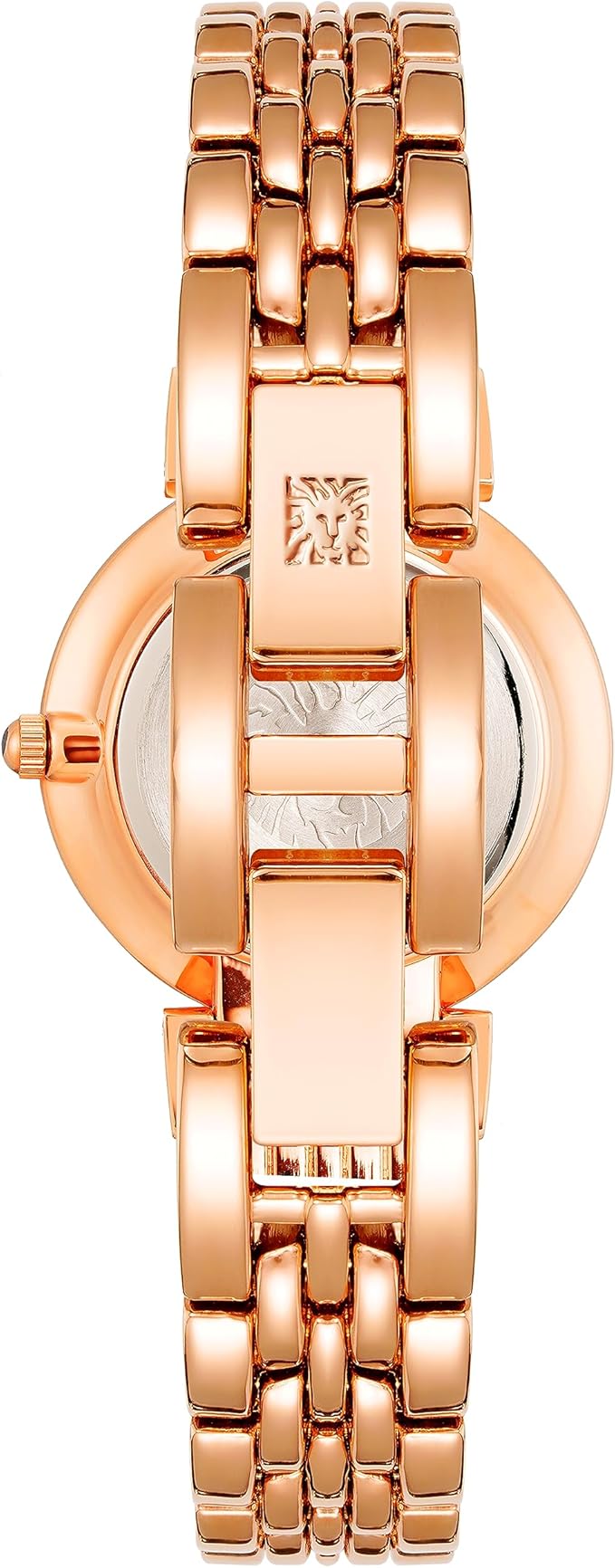 Anne Klein Rose Gold Crystal Bracelet Watch with Navy Dial