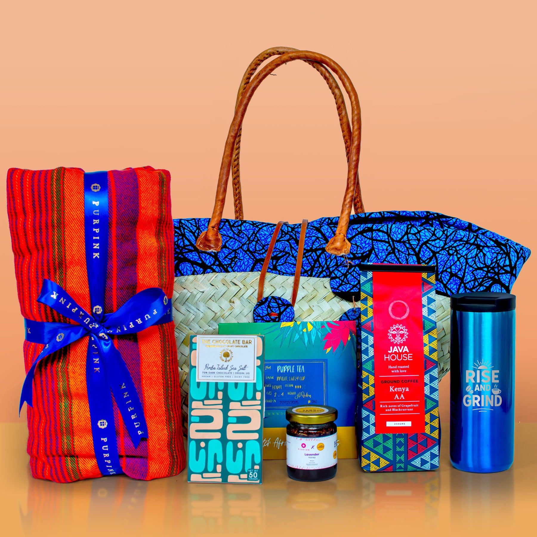 The Taste of Kenya Hamper – Kenyan Tea, Coffee & Heritage Gift Set (Yellow  / Blue)