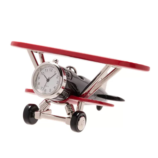 Widdop Miniature Bi Plane Clock - Red & Black