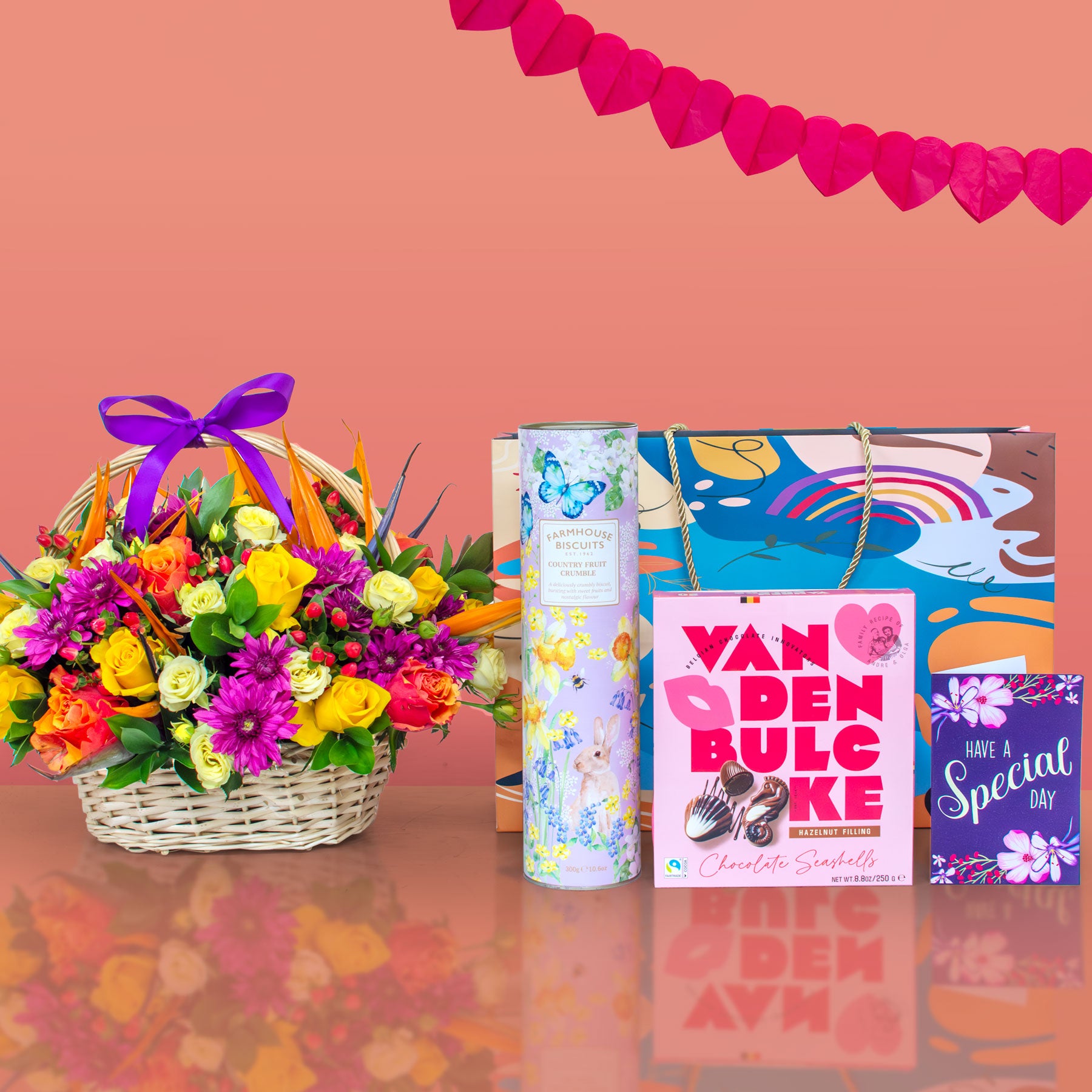 Amber Petal & Dates Flower Basket