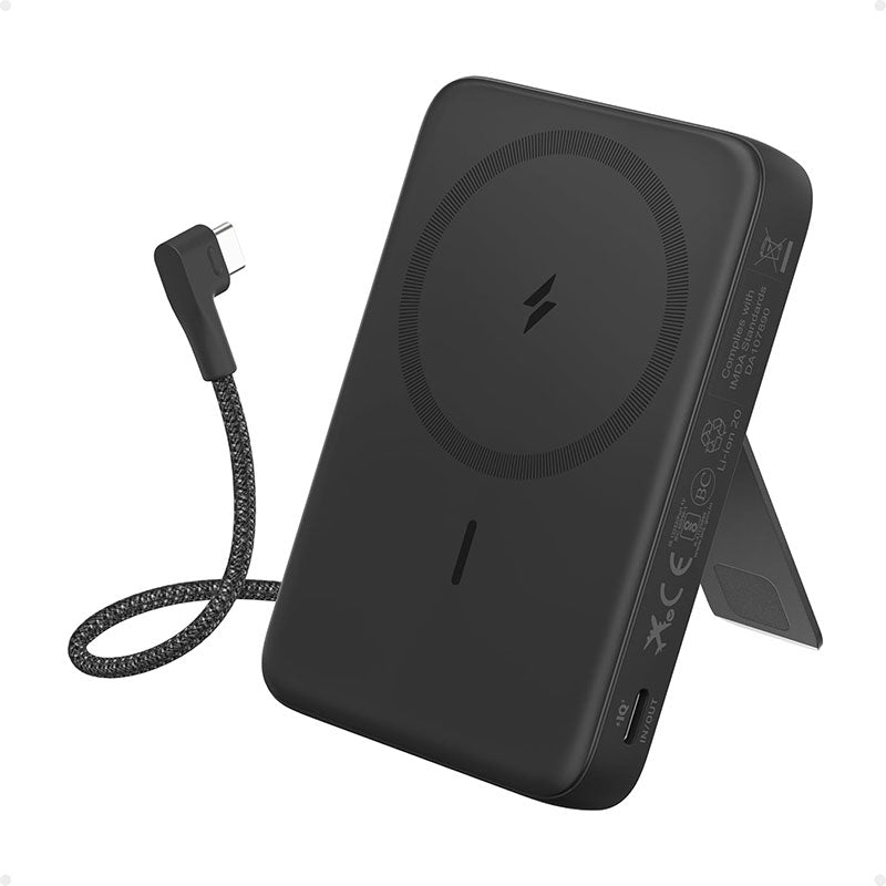 Anker Power Bank 10K (30W) – Built-In USB-C + Lightning Cables (Black)