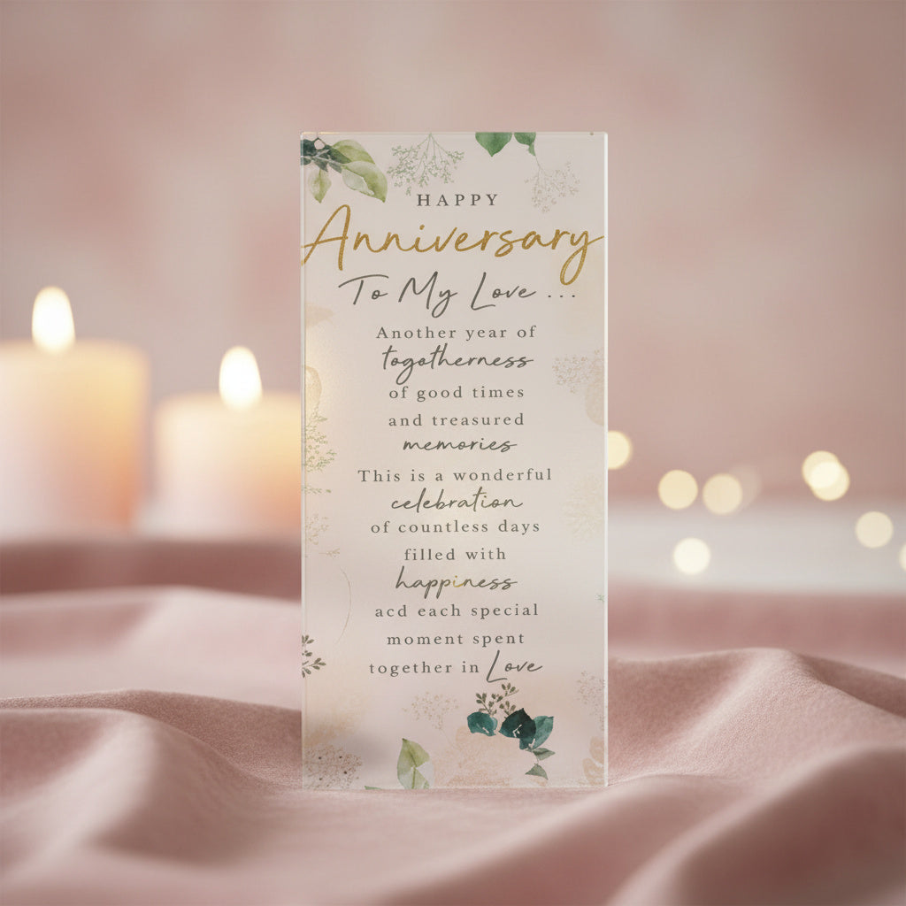 Embrace Sentiment Glass Plaques – Heartfelt Words for Every Moment
