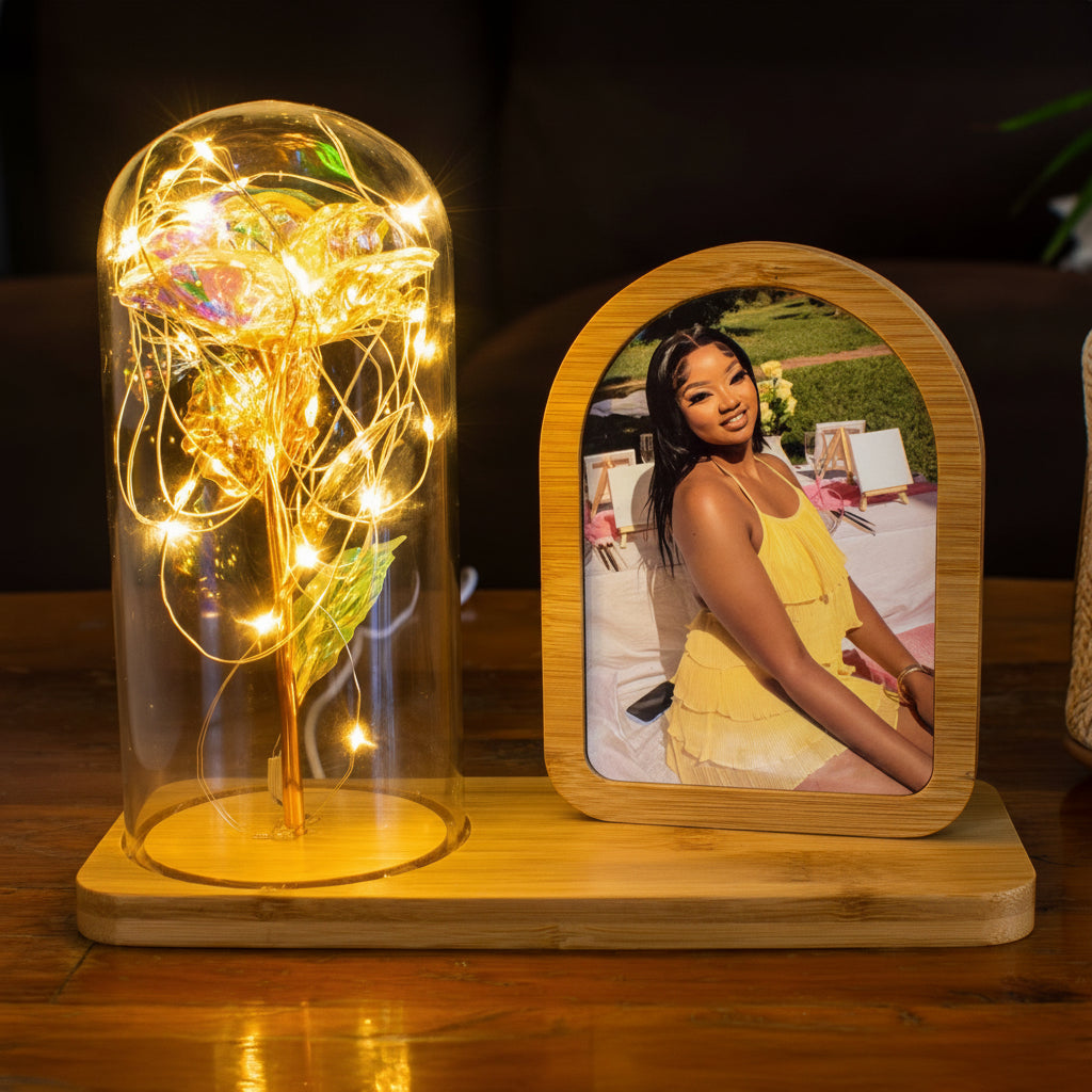 Personalised Arched Wooden LED Lantern Photo Frame – Illuminated Custom Photo Display