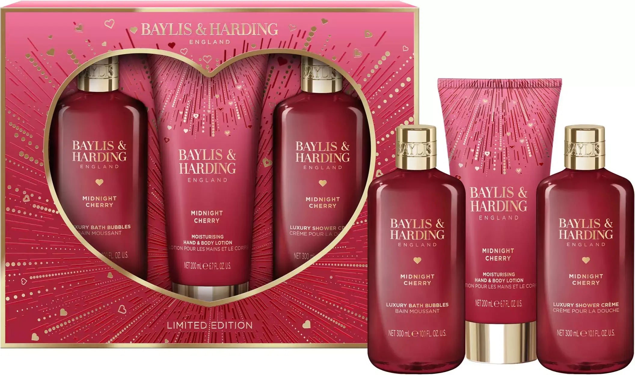 Baylis & Harding Midnight Cherry Luxury Body Trio Gift Set