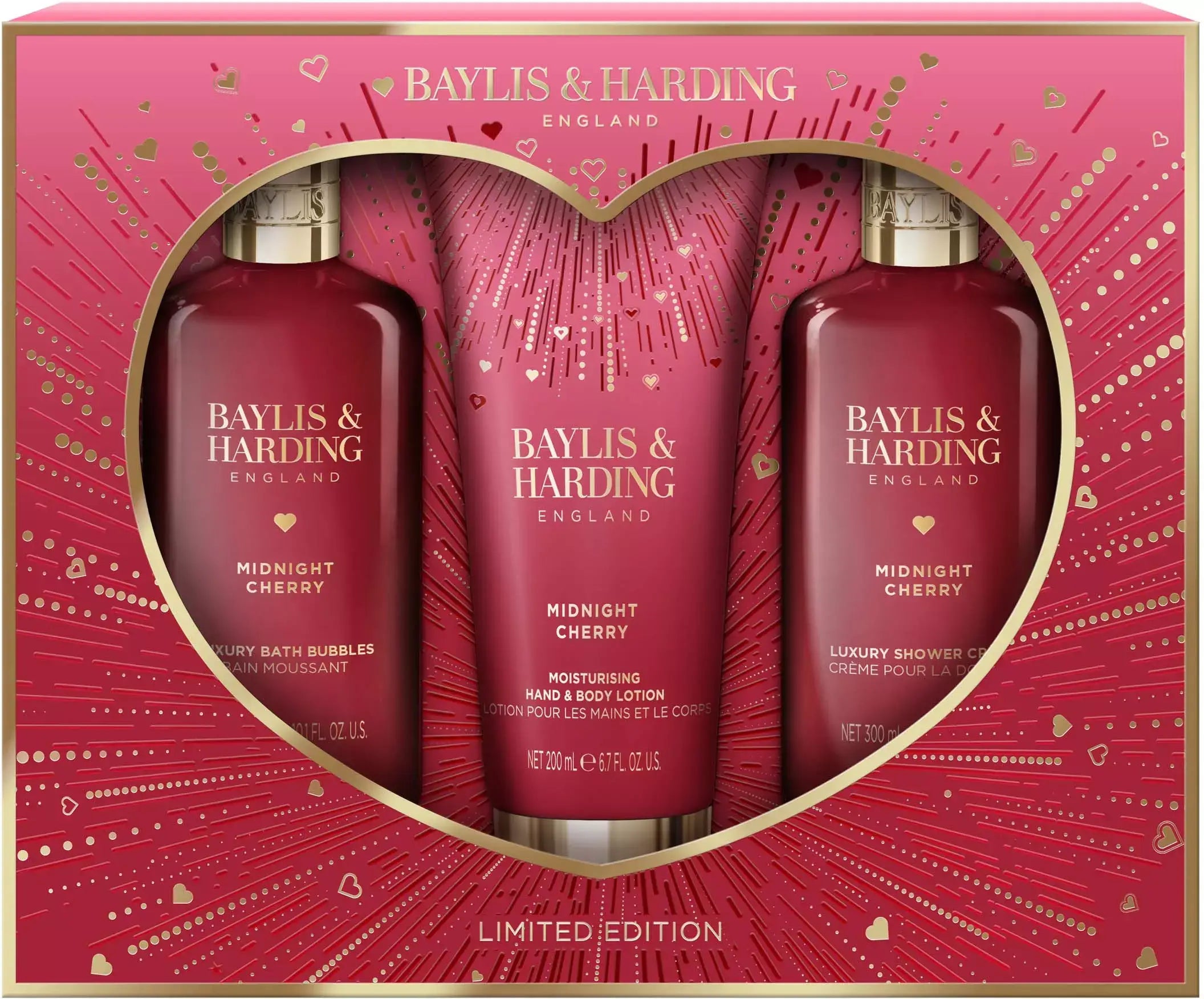 Baylis & Harding Midnight Cherry Luxury Body Trio Gift Set