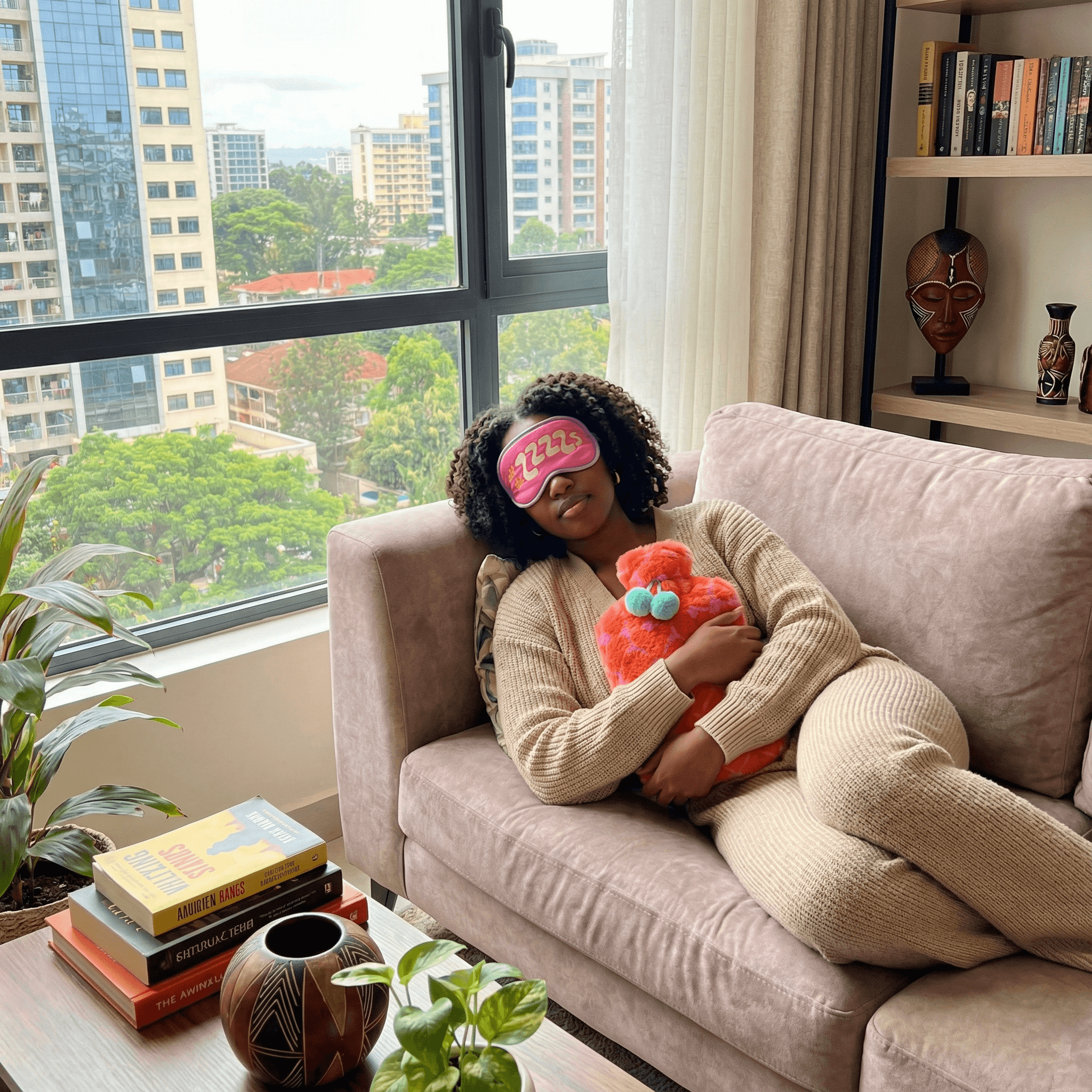 Studio Blom “The Snuggle Is Real” Hot Water Bottle & Eye Mask Gift Set – 1.5L