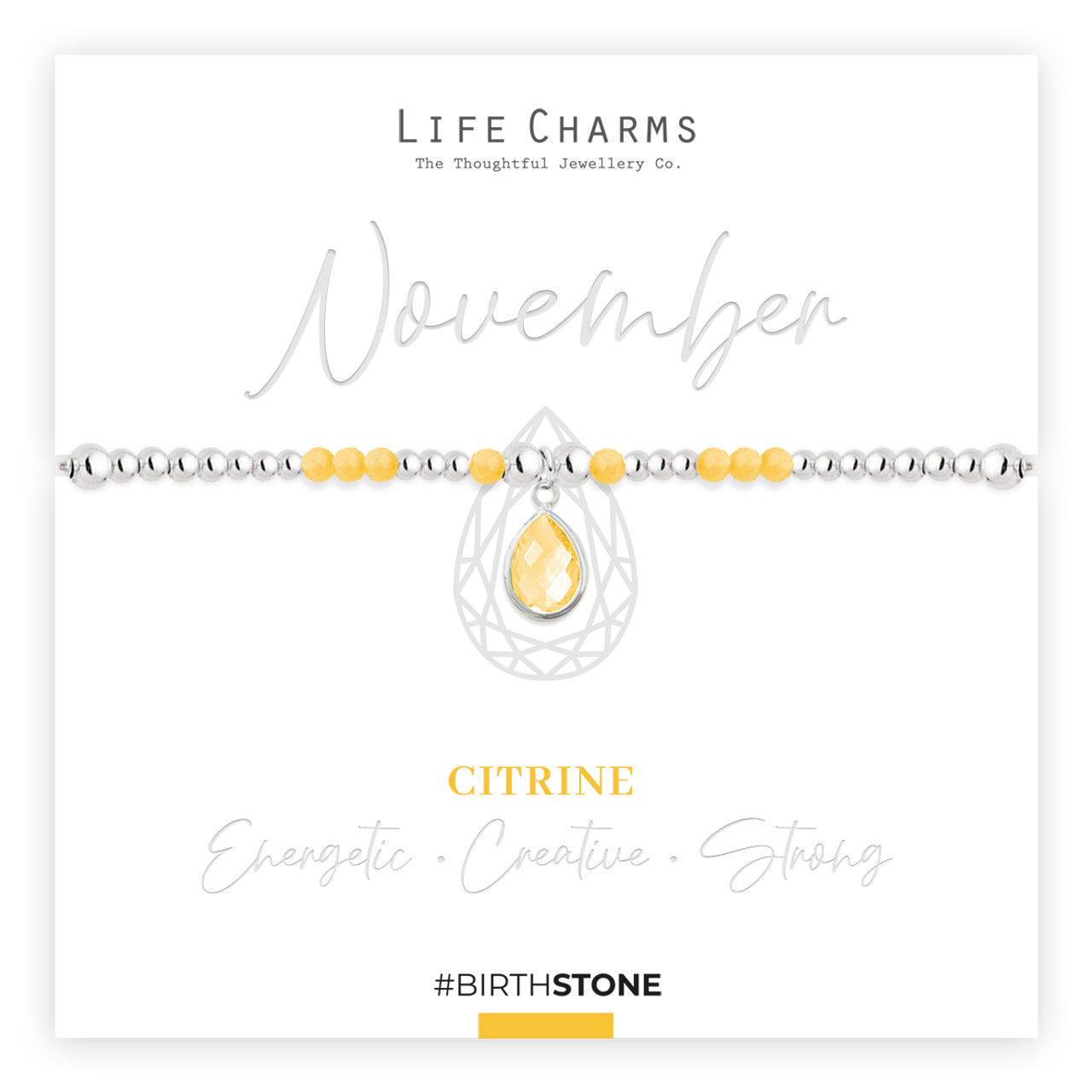 November Birthstone Bracelet – Yellow Citrine