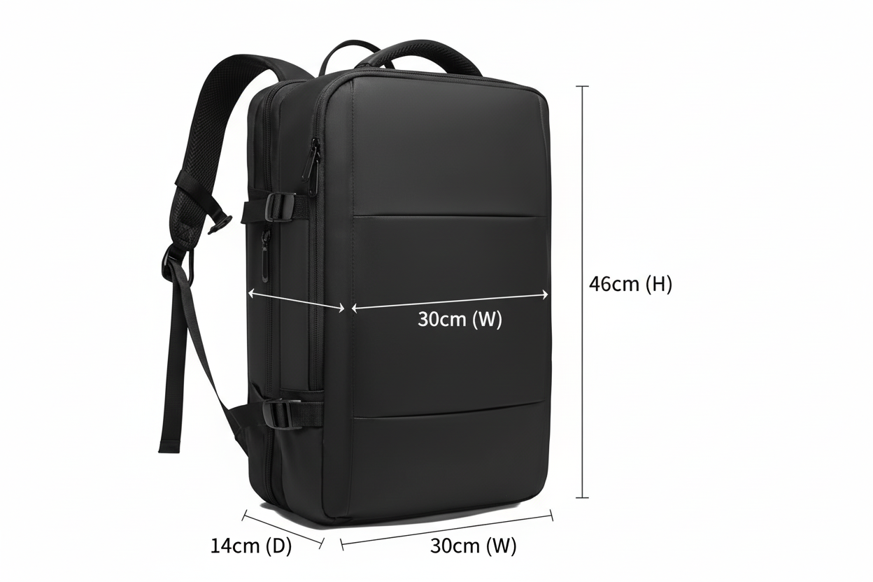 Voyager Expandable Oxford Cloth Laptop Backpack – 46 × 30 × 14 cm (Expands by 10 cm in depth) Travel Bag