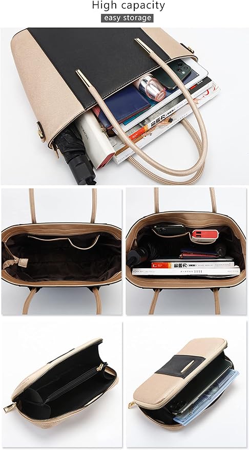 Brina PU Leather 4-in-1 Tote Handbag Set – (31 × 26 × 12 cm) Women’s Fashion Bag