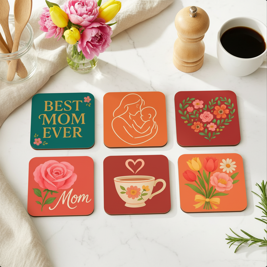 Best Mom Ever Coaster Set – 6 Piece Ceramic Coasters