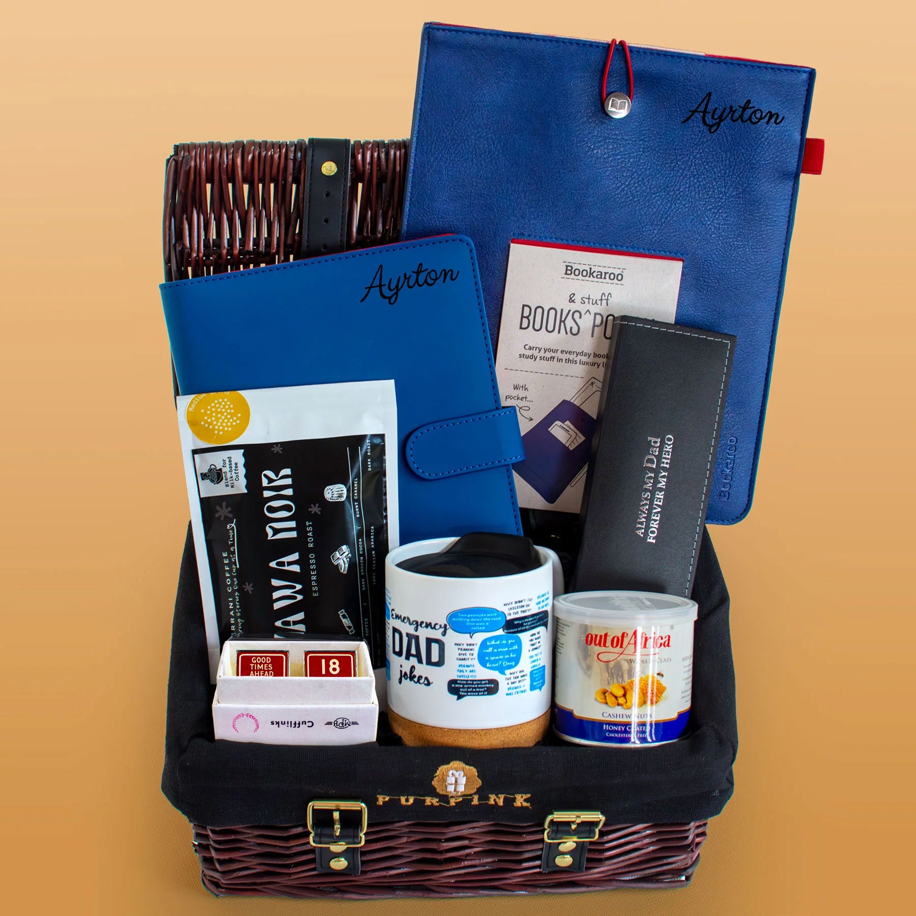 Bestest Dad Ever Gift Hamper – Personalised Notebook, Cufflinks & Coffee Gift Set