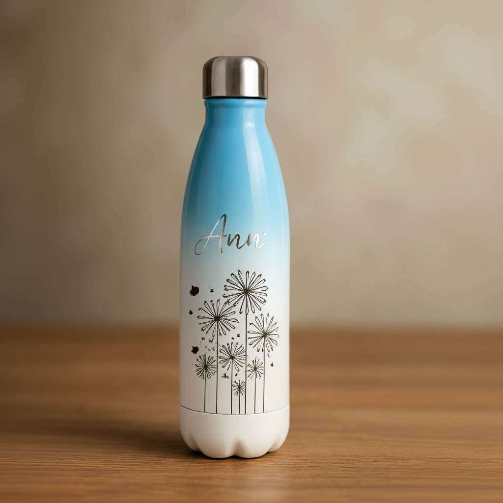 Personalised Thermo Vacuum Flask Bottle – 500 ml Dual Tone Glitter Cola Bottle with Name