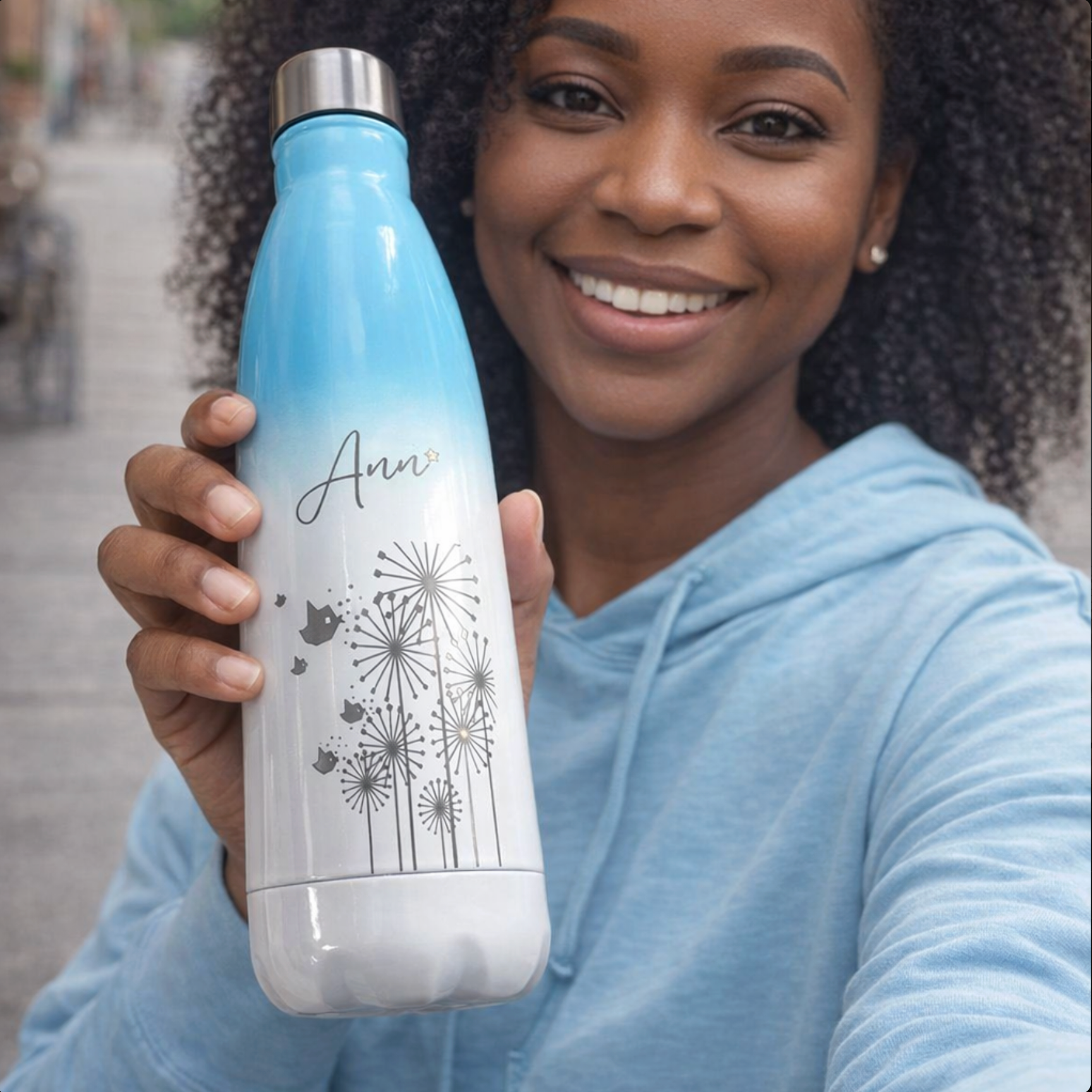 Personalised Thermo Vacuum Flask Bottle – 500 ml Dual Tone Glitter Cola Bottle with Name