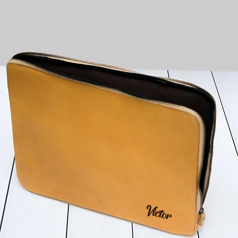 Genuine Leather Zip Around Hand Crafted Mac Book Sleeve