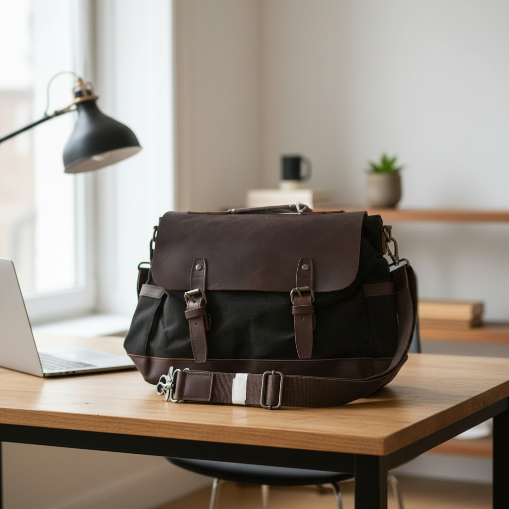 Canvas Legacy Flap Bag – 37 × 28 × 11 cm Canvas & Genuine Leather Shoulder Bag