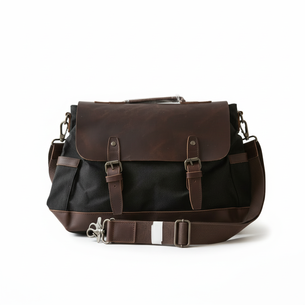Canvas Legacy Flap Bag – 37 × 28 × 11 cm Canvas & Genuine Leather Shoulder Bag