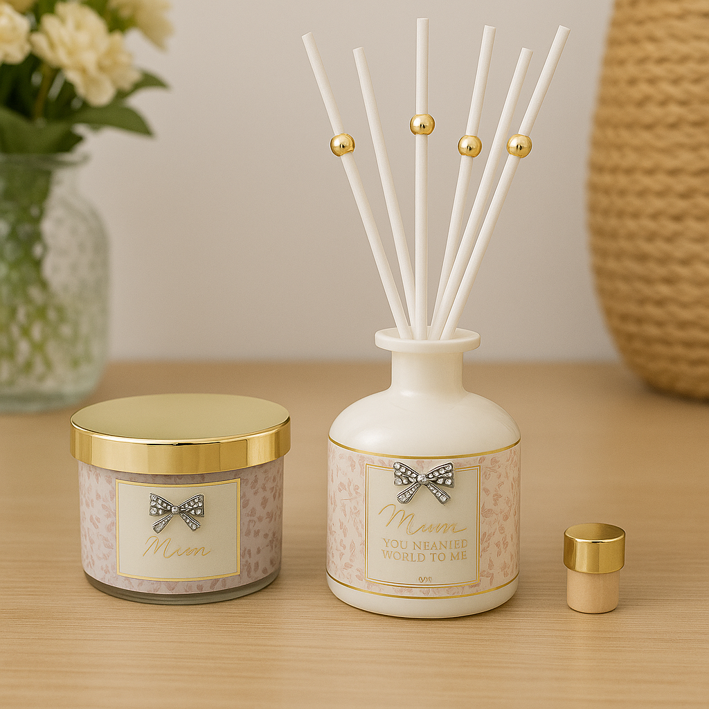 Mum World To Me Heart Candle & Diffuser Set – Set of 2